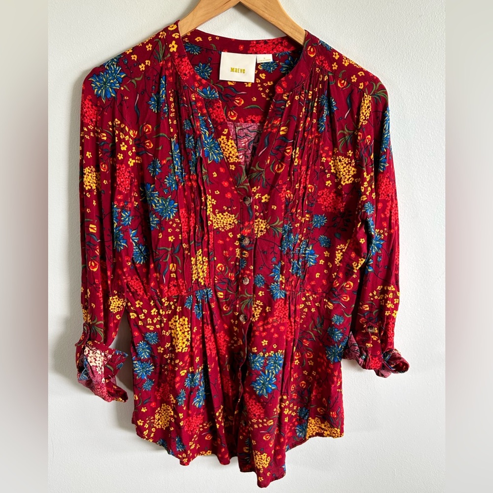 Maeve red floral blouse small